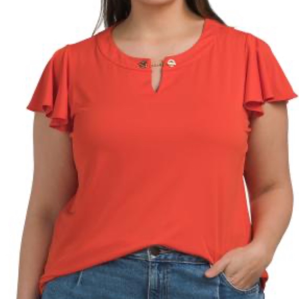 Tahari‎ plus flutter sleeve top